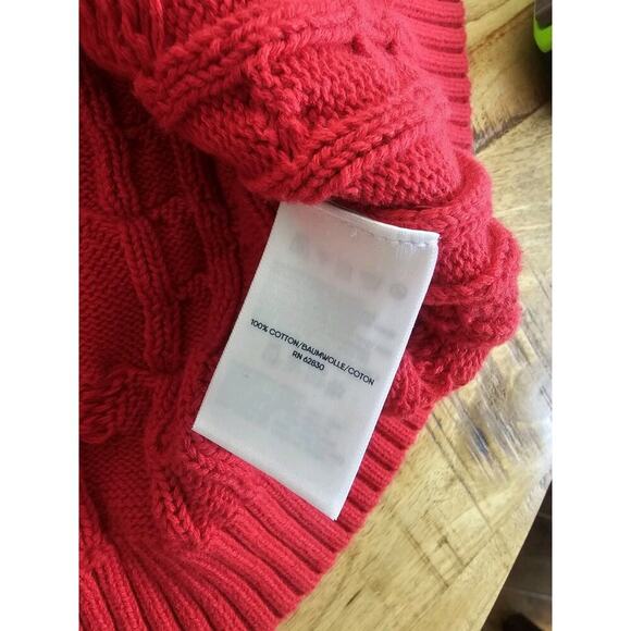Lands' End Drifter Cableknit Sweater Women’s Size M Red Cozy Preppy - Picture 8 of 8